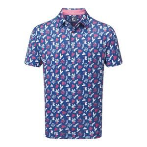 Footjoy Men's Multicolor Jungle Leaves Lisle Golf Polo Shirt Size Large